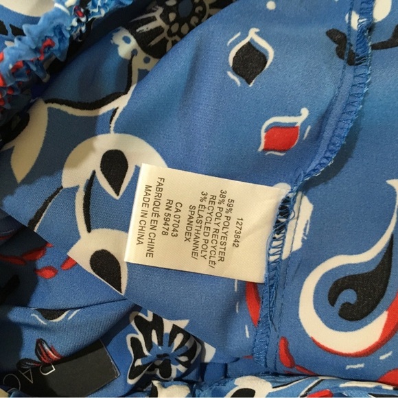 Rachel Zoe Women's Satin Floral Print Wrap Skirt Rustic Blue Size XS New Boho - Picture 5 of 9